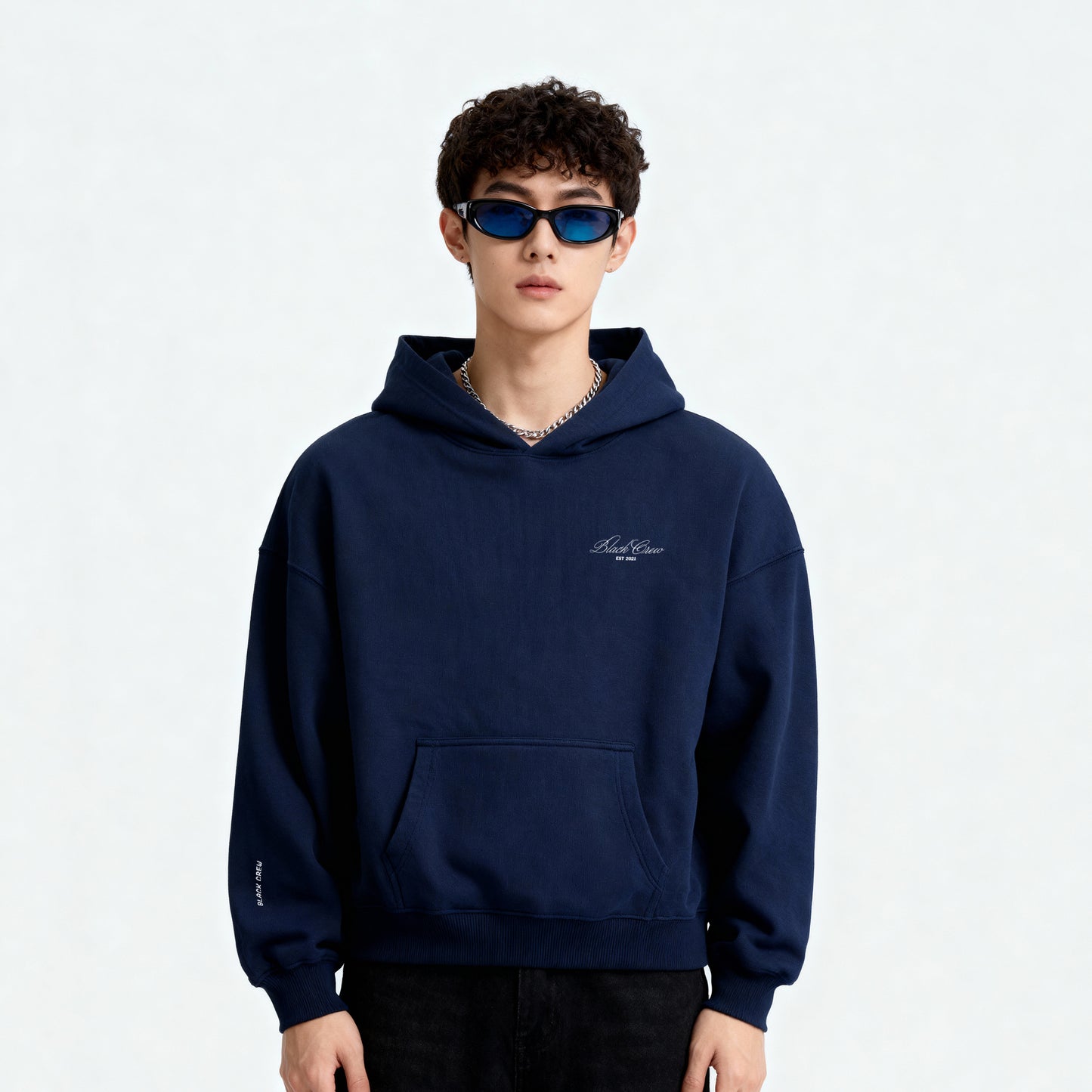 Script Premium Basic Hoodie - Navy