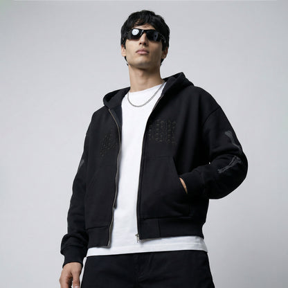 Skull Motif Zip-up Hoodie