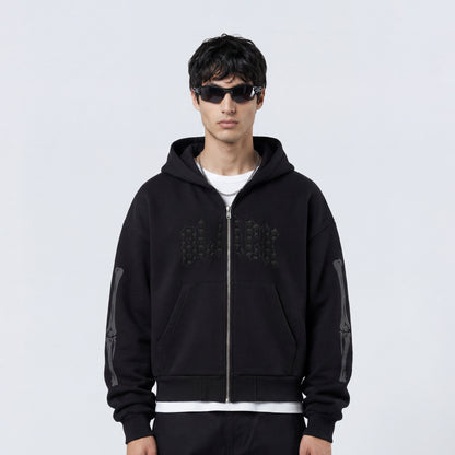 Skull Motif Zip-up Hoodie