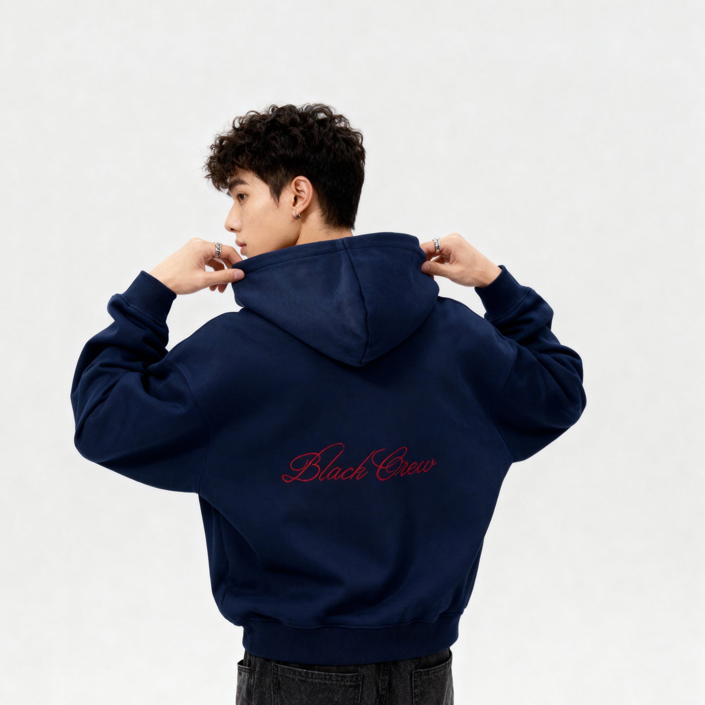 Script Premium Basic Hoodie - Navy