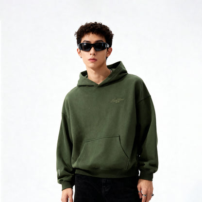 Script Premium Basic Hoodie - Olive