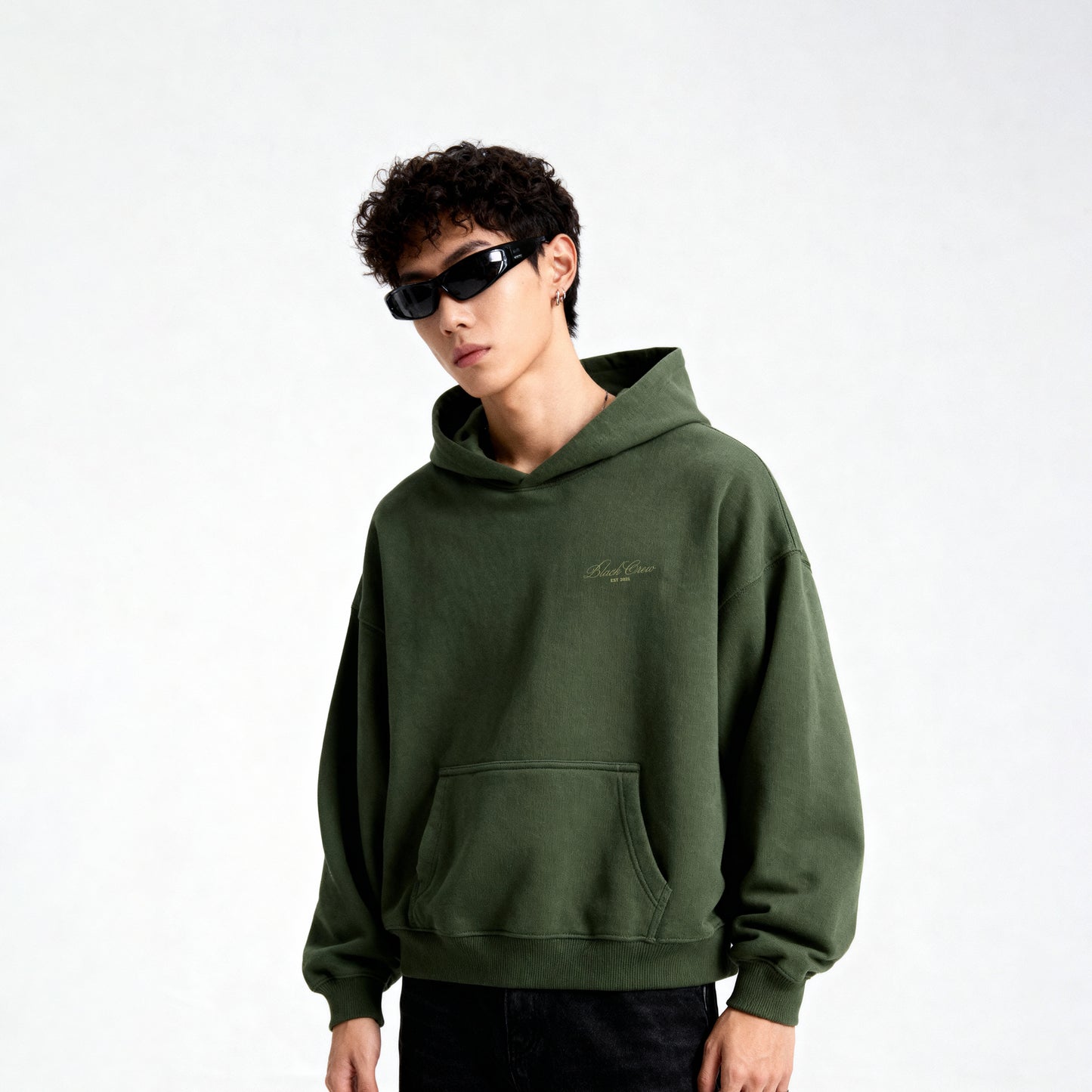 Script Premium Basic Hoodie - Olive