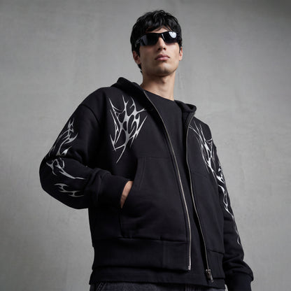 Gothic Flames Reflective Zip-up Hoodie