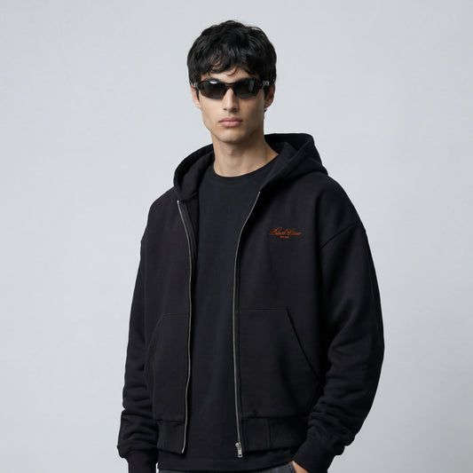 Script Premium Basic Zip-up Hoodie - Black