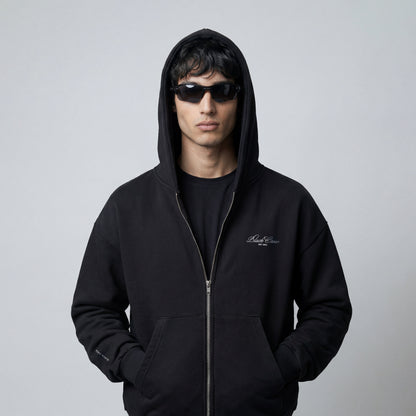 Script Premium Basic Zip-up Hoodie - Black