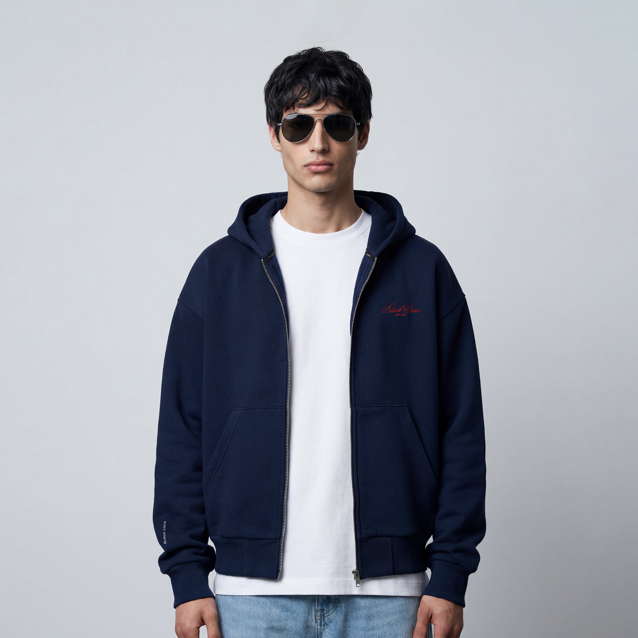 Script Premium Basic Zip-up Hoodie - Navy – Black Crew