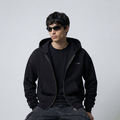Script Premium Basic Zip-up Hoodie - Black