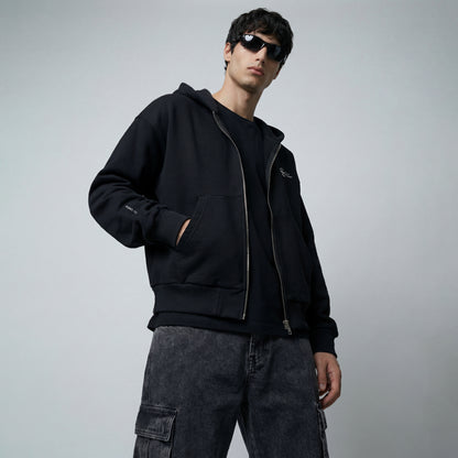 Script Premium Basic Zip-up Hoodie - Black